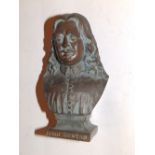 A small bronze bust of John Bunyan, 5.1” high.