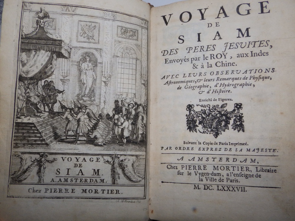 A. Amsterdam – 'Voyage De Siam, Chez Pierre Mortier – two small leather bound vols, 'Avec Leurs - Image 2 of 8