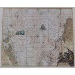 Terra Neuf' an antiquarian coloured map by R & I Ottens of Amsterdam, 19” x 22” in modern frame.