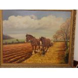 G. Griffiths – oil on canvas – Ploughing the field, signed & dated 1977, 23.5” x 29.5”.