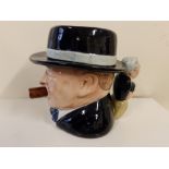 Three limited edition Bairstow Pottery character jugs by Ray Noble – Winston Churchill, Tony Blair &