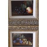 Jozsef Szabo (Hungarian, born 1934) – a small pair of oils – Still life studies of fruit.