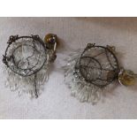 A pair of glass lustre drop C.L. Fittings.