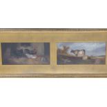 A pair of Victorian gouaches – Studies of poultry and cattle, in single frame.