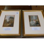 A Baxter print – 'Harvest Time' and a Le Blond 'Infantile Jealousy', 6” x 4” in modern frames. (2)