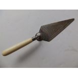 A small Victorian ivory-handled EP presentation trowel - H.B.M. Consulate General, Soul, Clare St.