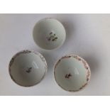 Three 18thC porcelain tea bowls – two damaged.