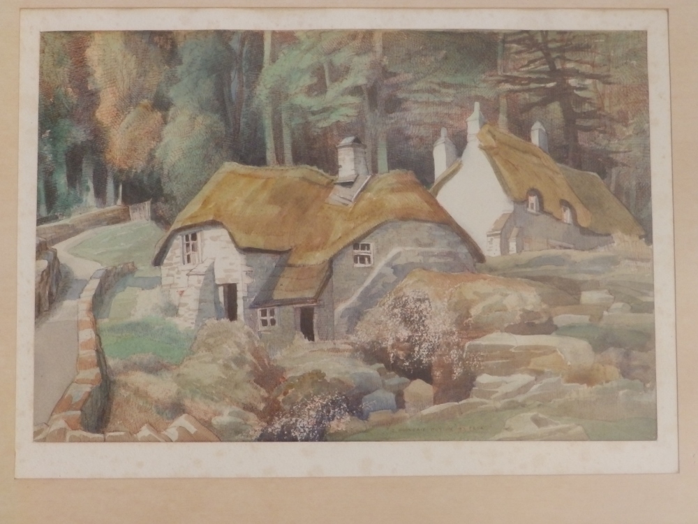 Edward Bouverie-Hoyton – watercolour – Buckland-in-the-Moor, 12” x 17.5”.