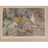 Edward Bouverie-Hoyton – watercolour – Buckland-in-the-Moor, 12” x 17.5”.