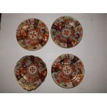 Four Barr Flight & Barr Worcester Japan pattern dessert dishes, 8” diameter (3+1) – one cracked.