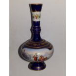 A 19thC Sevres porcelain bottle vase, the sides painted with a continuous scene depicting rustic