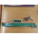 A Hornby 'Venture' clockwork speedboat with key & anchor in box – box a/f.