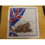 A British Empire colour printed handkerchief with Union Jack & lion.