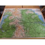 A wall map – Lancashire & Yorkshire.