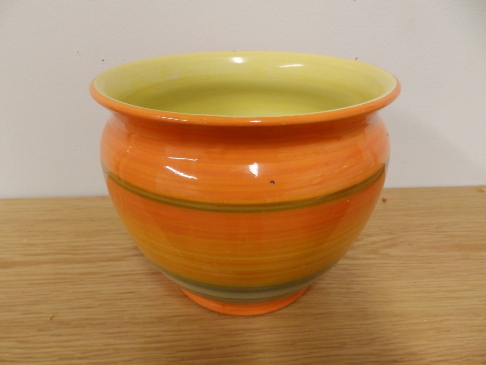 A Shelley orange banded jardiniere and cache pot. (2) - Image 3 of 4