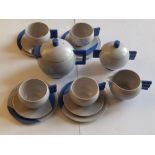 A Carlton Ware art deco tea set for four in grey & blue – 12453.