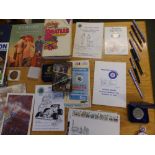 A collection of ephemera relating to motor racing and other events, including two menus signed by