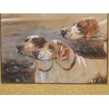 H. W. Neal – a small watercolour with bodycolour – Portrait of three Irish hounds, signed, 4” x 5.