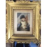 A small colour Baxter print print of Napoleon in ornate gilt frame, 9” overall.