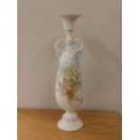 A Royal Worcester porcelain vase painted roses by Hadley, 9” high.