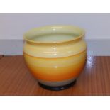 A Shelley orange banded jardiniere and cache pot. (2)