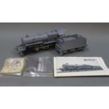 A part assembled 7MM Scale JM Models 40671 tank locomotive and tender kit