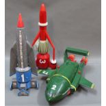 A group of 3 modern plastic Thunderbirds toys to include Thunderbirds '1',