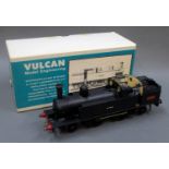 A boxed 0 gauge Vulcan Model Engineering kit built 2-4-2 LMS 6789 tank locomotive in black livery,