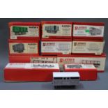 A group of 10 boxed assembled Slater's 0 gauge coach and wagon kits