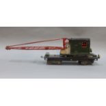 A rare pre war Lionel standard gauge crane car with green cab & red jib