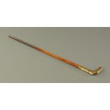 A horn and malacca double edged sword stick, late 19th century,