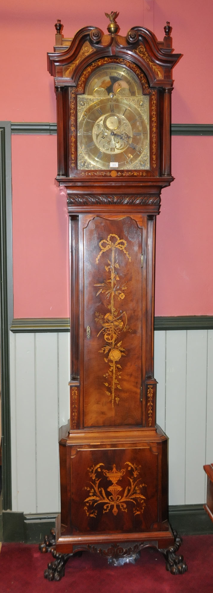 A George III mahogany longcase clock by John Wyke of Liverpool, with mahogany and marquetry case, - Image 3 of 14