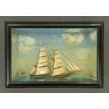 A diorama, clipper under full sail, late 19th century,