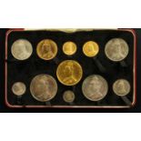 Victoria, Golden Jubilee 1887 eleven coin set, £5-threepence, the silver coins with nice tones,