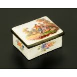 A large English enamel table snuffbox, late 18th/early 19th century,