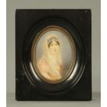 A portrait miniature on ivory of The Empress Josephine, late 19th century, in ebonised frame.