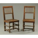 A pair of antique bobbin turned side chairs,