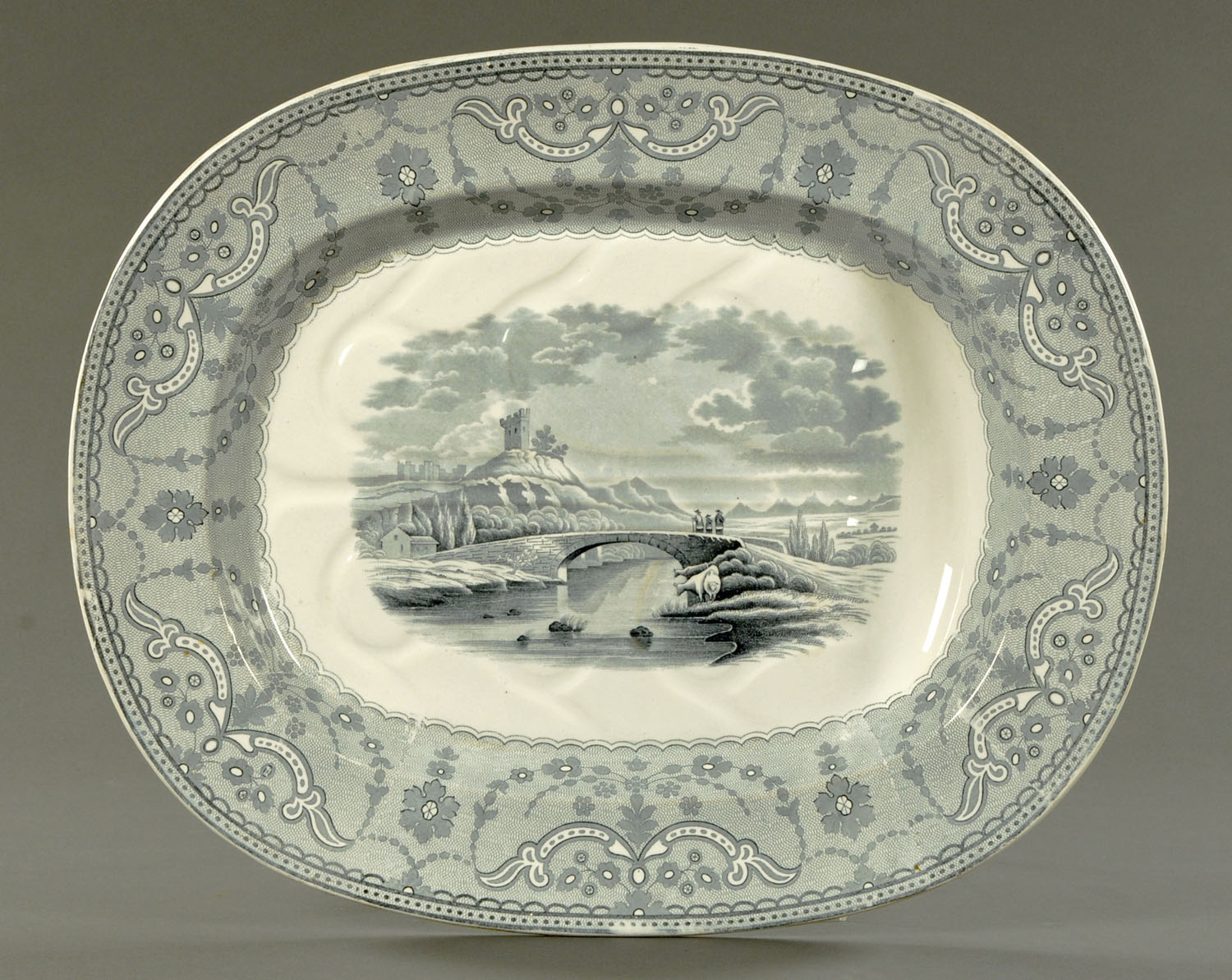 A Copeland transfer printed turkey plate, mid 19th century,