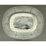 A Copeland transfer printed turkey plate, mid 19th century,