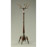 A late Victorian turned mahogany hat and coat stand,