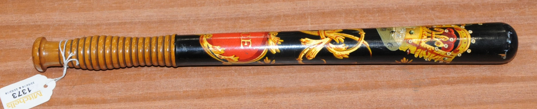 A Victorian painted wood police truncheon, - Image 2 of 6