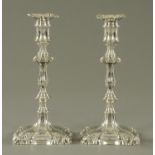 A pair of William IV silver candlesticks, Kitchen Walker & Curr, Sheffield 1833,