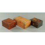 A George III mahogany box, with single drawer and carrying handles to either side,