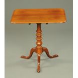 A Victorian mahogany rectangular tripod table,