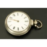 A late William IV/early Victorian verge pocket watch, silver cased Birmingham 1838.