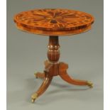 A William IV specimen wood centre table, with well figured top, crossbanded edge,