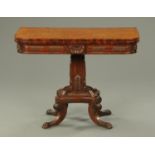 A Regency mahogany turnover top tea table, with crossbanded edge,
