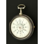 A World Time pair cased pocket watch, hallmarked London 1805, verge movement by Thomas Lawlor,