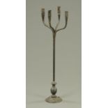A 19th century iron four branch rush light or candle holder,