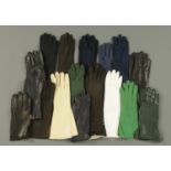 Eleven pairs of ladies ball gown/evening dress suede and kid leather gloves,
